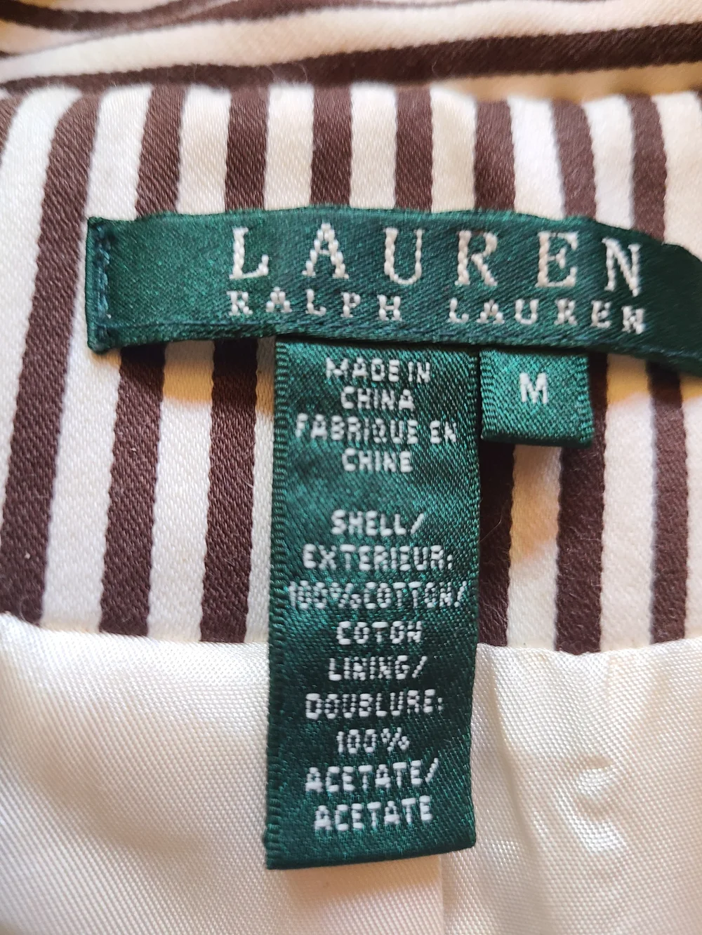 Lauren Ralph Lauren Brown and White Striped Double-Breasted Trench - Picture 5 of 6